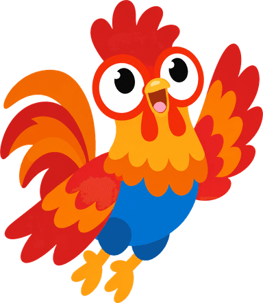UpCluck flying with his wings spread